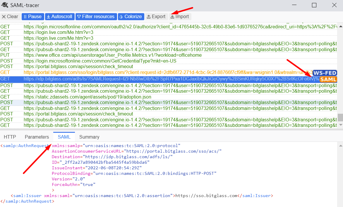Collecting a SAML Trace using the browser addon SAML tracer