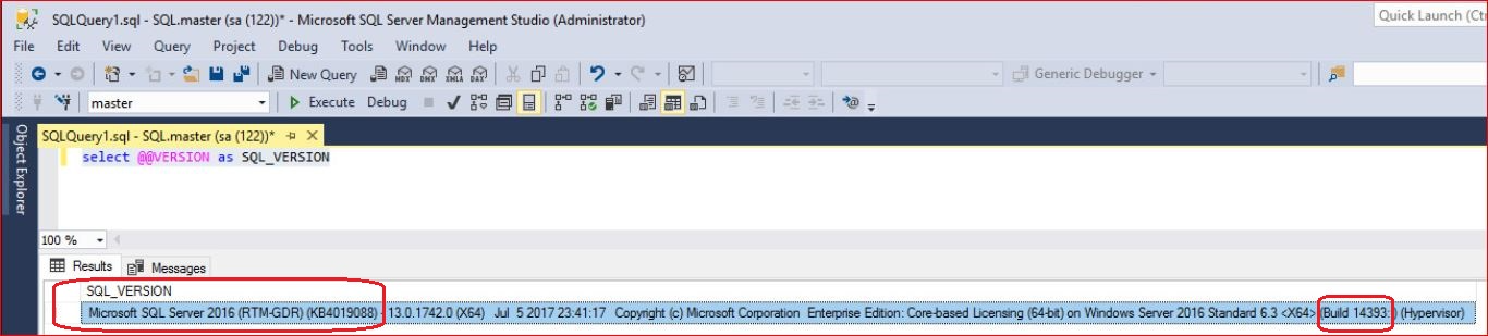 Identifying the SQL Server Version