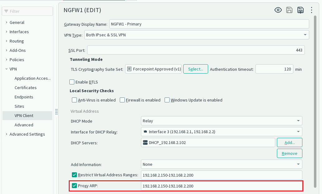 How Does the Security Engine Handle Proxy ARP with VPN Clients?